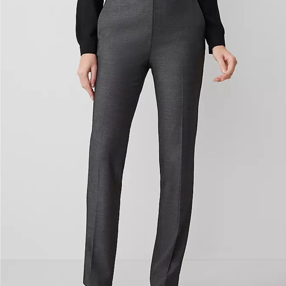 Ann Taylor Gray Straight Leg Pants with Tailored Fit